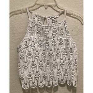 Papaya White Lace Crop Top With Intricate Pattern For Women Size s